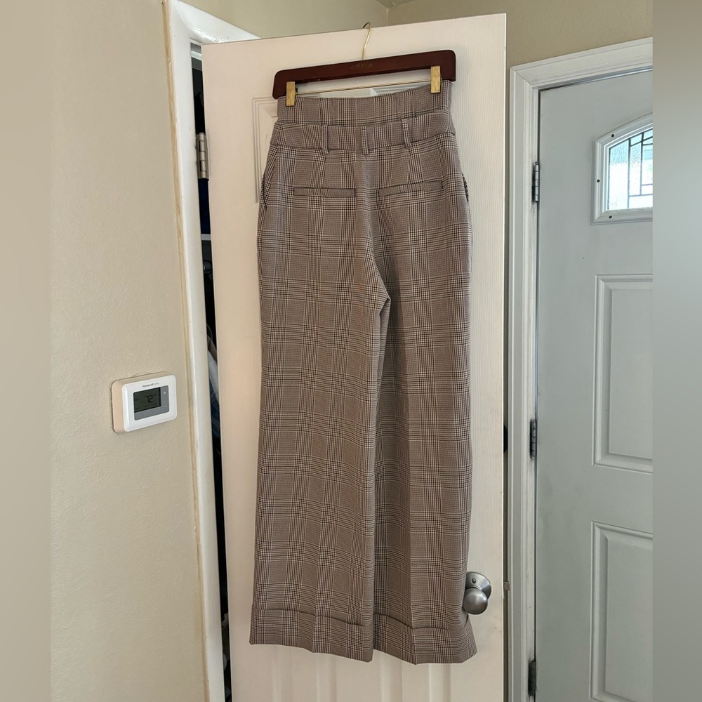 Plaid high rise wide leg trousers